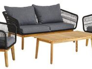 KONIFERA Gartenlounge-Set Paros, (4-tlg), mit Seilgeflecht in schwarz