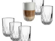 LEONARDO Latte-Macchiato-Glas GOCCE, 380 ml, 6er-Set, Glas, 3. Variante, mit Tropfenrelief