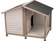 Trixie Natura Hundehütte Lodge mit Terrasse - Größe M/L: B 130 x T 100 x H 105 cm, grau (2 Pakete*)