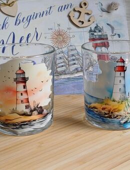 Glas Windlicht Leuchtturm maritime Deko - Rheinbach