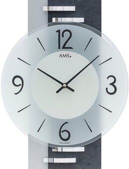 AMS Wanduhr (Exklusiv-Modell, Quarzuhr, Made in Germany, Holz, Wohnzimmer,Esszimmer)