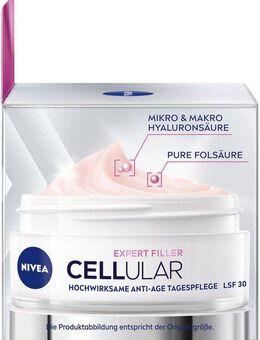 Nivea Tagescreme CELLULAR Expert Filler Tagespflege LSF 30, Anti-Age Wirkstoffe, LSF 30, für straffere und prallere Haut.