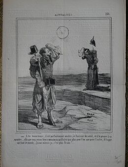 Alte Lithografie aus Le Charivari , Grafik von Cham , Nummer 428 , aus dem Jahr 1855 , Blattgröße 37,5cm x 26cm , M70 - Görlitz