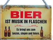 Lustiges Hängeschild Bier ist Musik in Flaschen Bar Kneipe Gaststätte Blechschild - Berlin