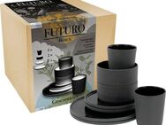 CreaTable Kombiservice Futuro (8-tlg), 2 Personen, Steinzeug, Service, je 2 Speiseteller, Dessertteller, Schalen, Kaffeebecher