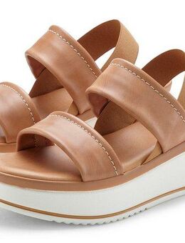 LASCANA Sommerschuh, Sandale, Sandalette, offener Schuh, Plateausandaletten Sandalette aus Leder mit modisch bequemer Plateausohle