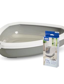 Savic Rincon Ecktoilette mit Rand - Starterset: Toilette grau/weiß + 12 Bag it up