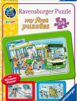 Ravensburger Rahmenpuzzle Wieso? Weshalb? Warum? Unterwegs mit Bus, Bahn und Flugzeug, 18 Puzzleteile, Made in Europe