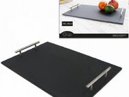 NOOR LIVING Tablett, Schiefer, (1-tlg), mit Metallgriffen