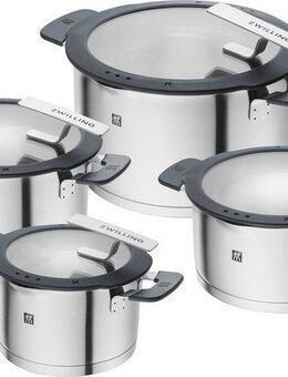 Zwilling Topf-Set Simplify, Edelstahl (Set, 4-tlg), 18/10 Edelstahl, integriertes Sieb im Deckel, Induktion, 4-tlg.
