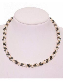 Firetti Collier Schmuck Geschenk Halsschmuck Halskette Edelstein Farbstein Hämatit, Made in Germany - mit Hämatit - mit Süßwasserzuchtperle