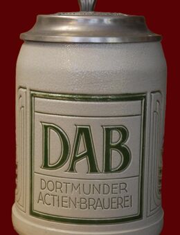 Bierkrug , Steinzeug , 0,5Liter , Salzglasur , DAB - Dortmunder Actien - Brauerei , 1986 , Höhe 16,5cm ; K7 - Görlitz
