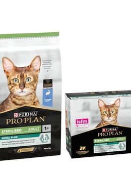 PURINA PRO PLAN Trockenfutter + 10 x 85 g Sterilised Adult Maintenance gratis! - 10 kg Sterilised Adult Renal Plus Kaninchen