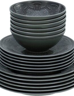 CreaTable Teller-Set Orient Mandala (18-tlg), 6 Personen, Porzellan, Speiseteller, Dessertteller und Schalen im Set