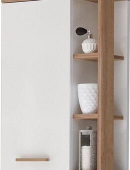 Saphir Hängeschrank Quickset Badschrank 50,5 cm breit mit 1 Tür und 2 Glas-Einlegeböden Badezimmer-Hängeschrank inkl. Türdämpfer, Holzgriffe