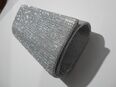 Handtasche Clutch silber glitzernd mit Metallkette Party Hochzeit 20x10 in 63322