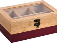 KESPER® Teebox Aufbewahrungsbox mit 6 Fächern, aus Bambus, FSC, Bambus, (1-tlg), mit Kunststoff-Sichtfenster und Metallverschluss