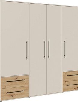 FORTE Drehtürenschrank Mokkaris, OTTOs Choice, TOPSELLER! 3 oder 4 Türen, zeitloses Design (B/H/T ca. 145x200x59cm oder 206x200x59cm) Schubladen + schwarze Stangengriffe, Made in Europe, viel Stauraum
