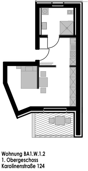 Schöne Studentenwohnung mit eigenem Balkon