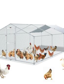 Hühnerstall 6x3x2m Hühnerhaus Stahlrahmen PE Plane Freilaufgehege 67,5x170cm Türgröße Kleintiergehege Hühnerkäfig Kleintierstall Geflügelstall Ideal für Hühnern Enten Gänsen Kaninchen - Wuppertal