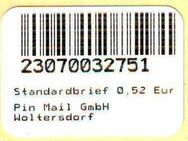 PIN Mail Woltersdorf: 10.11.2008, "Notmarke Standardbrief", 0,52 EUR, postfrisch - Brandenburg (Havel)