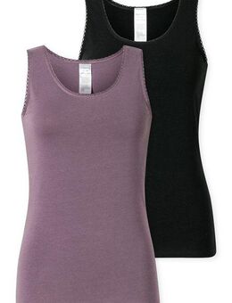 Schiesser Unterhemd Modern Multipacks (2er Pack) mit schmalem Spitzenband, Single Jersey, bequem