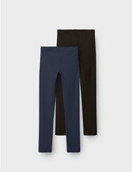 Name It Leggings NKFVIVIAN für Mädchen mit elastischem Bund im 2er-Pack (Packung, 2-tlg) unifarben, casual, sehr schmal, Baumwollmischung, Jersey