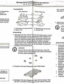 Montage-Set für Solarpanels mit Alurahmen (4 Sets vorhanden) - Weinheim