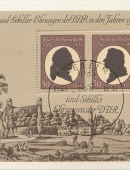 DDR-Briefmarkenblock_Goethe + Schiller Ehrungen der DDR 1982 Sonderstempel (1) [395] - Hamburg