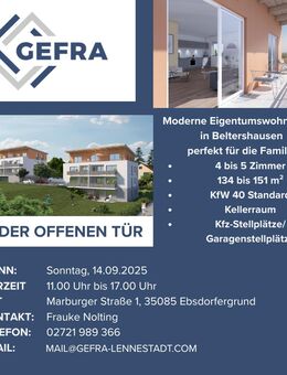 Schicke Maisonette-Wohnung , Neubau mit modernster Energietechnik, Kfw und WI-Bank-förderfähig! - Ebsdorfergrund