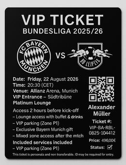 VIP‑Ticket – FC Bayern München vs RB Leipzig – Bundesliga 2025/26 - München