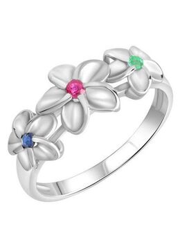 Firetti Fingerring Schmuck Geschenk Silber 925 Silberring Blüten, mit Rubin, Saphir, Smaragd