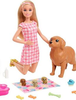 Barbie Anziehpuppe Puppe (blond) mit Hund & Welpen