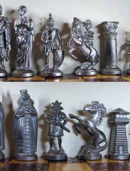 Schach Schachspiel Zinn Figuren Römer und Germanen - Spraitbach