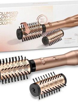 BaByliss Warmluftbürste AS952E Big Hair Dual, rotierende Warmluftbürste mit 2 Aufsätzen