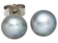 JOBO Perlenohrringe Ohrstecker mit grauen Perlen 7 mm, 925 Silber mit Süßwasser-Zuchtperlen