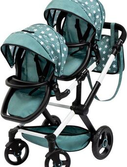 Bayer Puppen-Zwillingsbuggy Xeo Twin grün, mit Wickeltasche