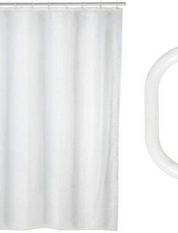 SCHÖNER WOHNEN-Kollektion Duschvorhang »Nes« Breite 180 cm (Set, 17-tlg), aus recyceltem Polyester, wasserabweisend, Weiß, 16 Duschvorhangringe