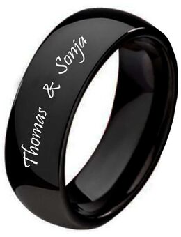 Damenring Wolframring DW108 schwarz Außengravur - Aholming