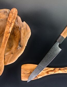 Damast - Kochmesser | Chefmesser | Küchenmesser | Handgefertigt - rasiermesserscharf | Olivenholz - Griff - Sinsheim