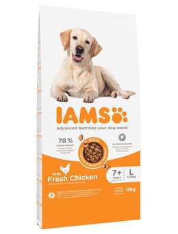 2 kg gratis! 12 kg IAMS Advanced Nutrition - Senior Large Dog mit Huhn
