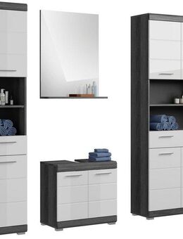 INOSIGN Badmöbel-Set Siena, 4 teilig, bestehend aus:, (Set, 4-St), Hochschrank, Waschbeckenunterschrank, Badspiegel, Hochschrank breit