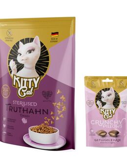 800 g KITTY Trockenfutter + 60 g Crunchy Pillows Geflügel & Käse gratis! - Sterilised mit Truthahn
