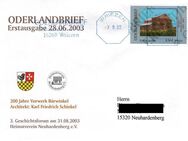 Oderlandbrief: MiNr. 2 B, 31.08.2003, "Vorwerk Bärwinkel", Ganzstück (Umschlag), Freimachung, echt gelaufen - Brandenburg (Havel)