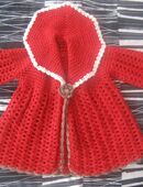 Mädchen Babygirl Kinder Baby Hand Made Jacke Jackchen Mantel Rot Cream Braun Gr. ca. 9-18 Monate, wie neu, einmal getragen. in 72459