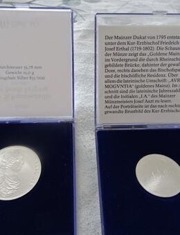 2 Silbermedaillen in Originalverpackung 500/ooo und 835/ooo Silber z.B. Mainzer Dukaten - Bonn