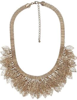 Steuer Collierkettchen Metall Metallcollier mit vielen Blättern goldfarben
