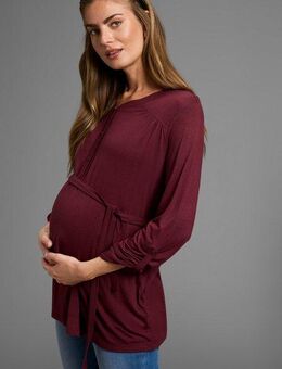 Neun Monate Umstandsshirt Jersey-Bluse mit Bindegürtel Viskose Umstands-Bluse praktisch für Schwangerschaft und danach