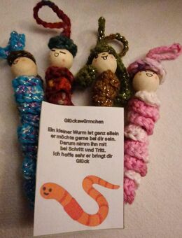 Glückswürmchen /Sorgenwürmchen /Talisman, 4 Stück Handarbeit - Otzberg