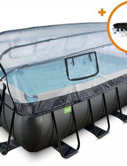 EXIT Framepool »Black Leather Pool« (Set), mit Sandfilterpumpe und Abdeckung und Zubehörset - schwarz